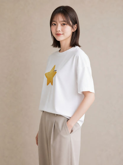 グラフィックTシャツ レディース 天の川 星空 宇宙 イラスト モード 在宅 公園 白T YMAZO