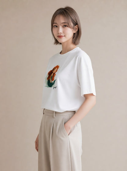 半袖Tシャツ レディース 人魚 海の生き物 海 イラスト 旅行コーデ 散歩 お出かけ 白T YMAZO