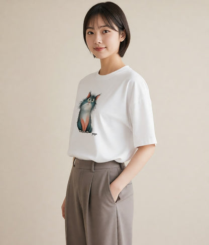 半袖Tシャツ レディース ラグドール 猫 ねこ イラスト カジュアル ルームウェア ギフト 白T YMAZO