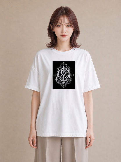 【受注生産】YMAZO Tシャツ レディース 半袖 ビッグT 花柄 フローラル ボタニカル 花 ブーケ 白T 綿100% ホワイト M L フェミニン ナチュラル ニュアンス 推し活 お出かけ 父の日 プレゼント ギ｜Y字ロゴ（大きめプリン