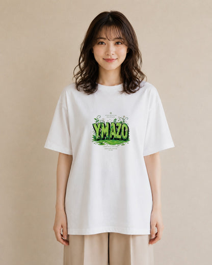【受注生産】YMAZO Tシャツ レディース 半袖 ビッグT 花柄 フローラル ボタニカル 花 ブーケ 白T 綿100% ホワイト M L フェミニン ナチュラル 手描き デイリー 推し活 2026新作 ギフト プレ｜花便り（スタンダードプ