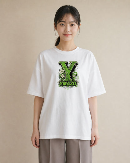 【受注生産】YMAZO Tシャツ レディース 半袖 オーバーサイズ いちご イチゴ 苺 ストロベリー フルーツ 白T 綿100% ホワイト M L 韓国っぽい フェミニン くすみカラー カジュアル デイリー ギフト｜Y字ロゴ（スタンダードプ
