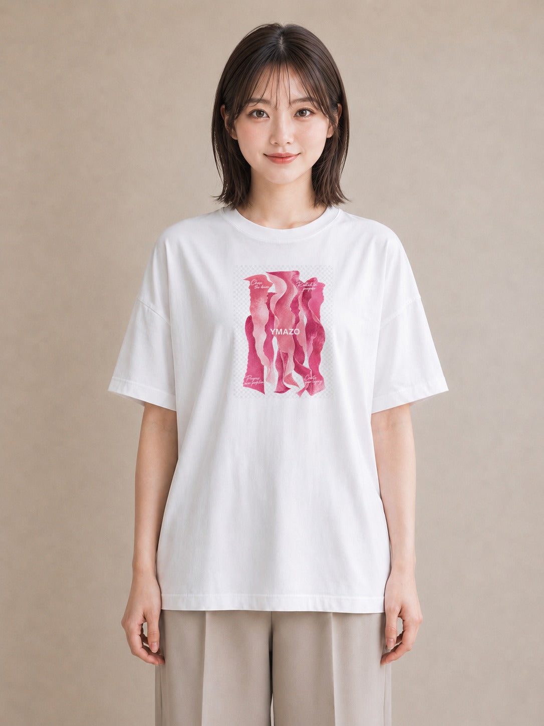 【受注生産】YMAZO Tシャツ レディース 半袖 オーバーサイズ 花柄 フローラル ボタニカル 植物 白T 綿100% ホワイト M L 手描き くすみカラー ニュアンス デイリー デート 2026新作 プレゼント｜花便り（スタンダードプ