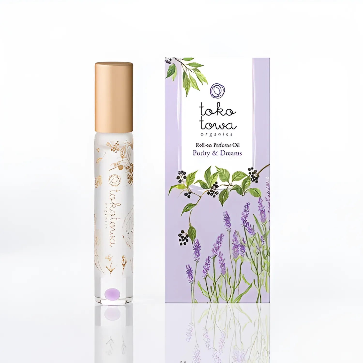 オーガニックロールオンパフュームオイル 7.8ml バイオレット 〜日本の黒文字とラベンダーの香り〜　天然石アメシスト入り