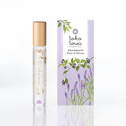 オーガニックロールオンパフュームオイル 7.8ml バイオレット 〜日本の黒文字とラベンダーの香り〜　天然石アメシスト入り