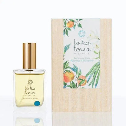 オーガニック香水 ピュアトリートメントパフューム 25ml ライトブルー 〜日本の橙とバニラの香り〜　天然石ブルーオニキス入り