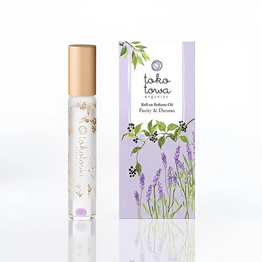 ＜テスター＞オーガニックロールオンパフュームオイル 7.8ml　天然石入り　※テスターのみの注文は不可 バイオレット 〜日本の黒文字とラベンダーの香り〜