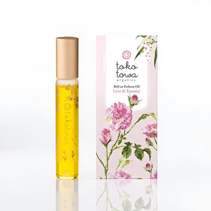 オーガニックロールオンパフュームオイル 7.8ml ピンク 〜ローズと日本の月桃の香り〜　天然石ローズクォーツ入り