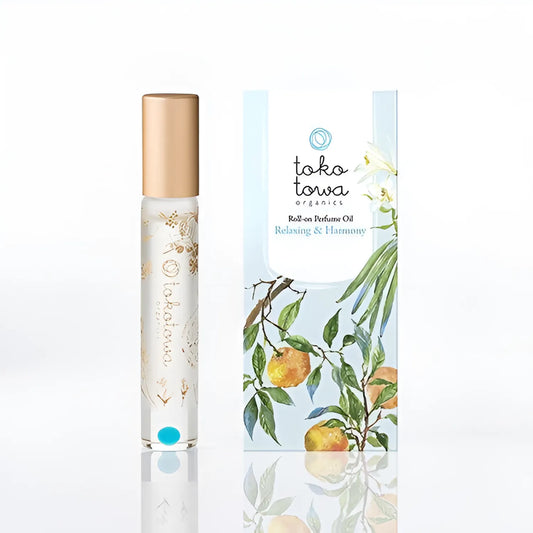 ＜テスター＞オーガニックロールオンパフュームオイル 7.8ml　天然石入り　※テスターのみの注文は不可 ライトブルー 〜日本の橙とバニラの香り〜