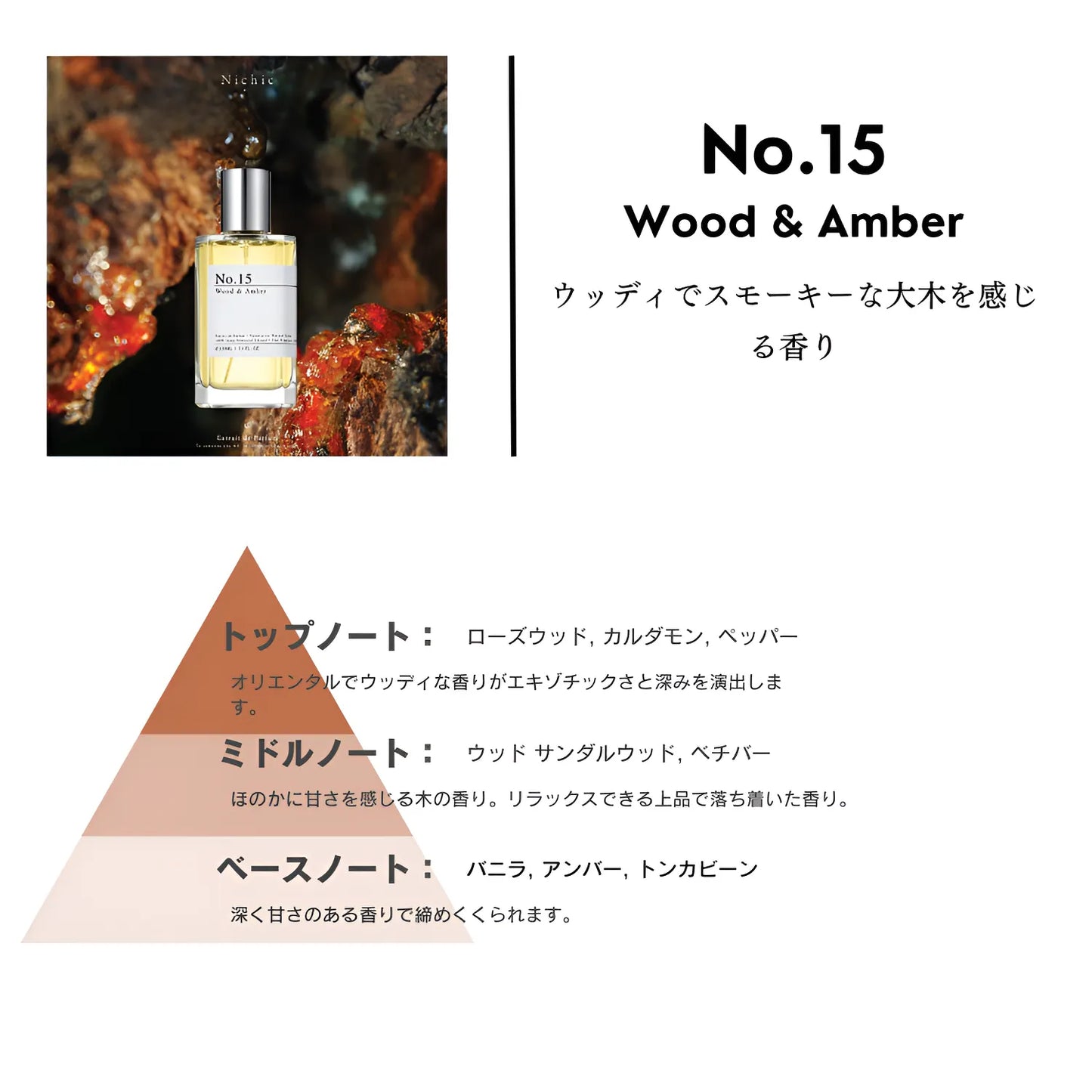 Nichic（ニチック）【No.15】ウッド＆アンバー Extrait de Parfum 30mL