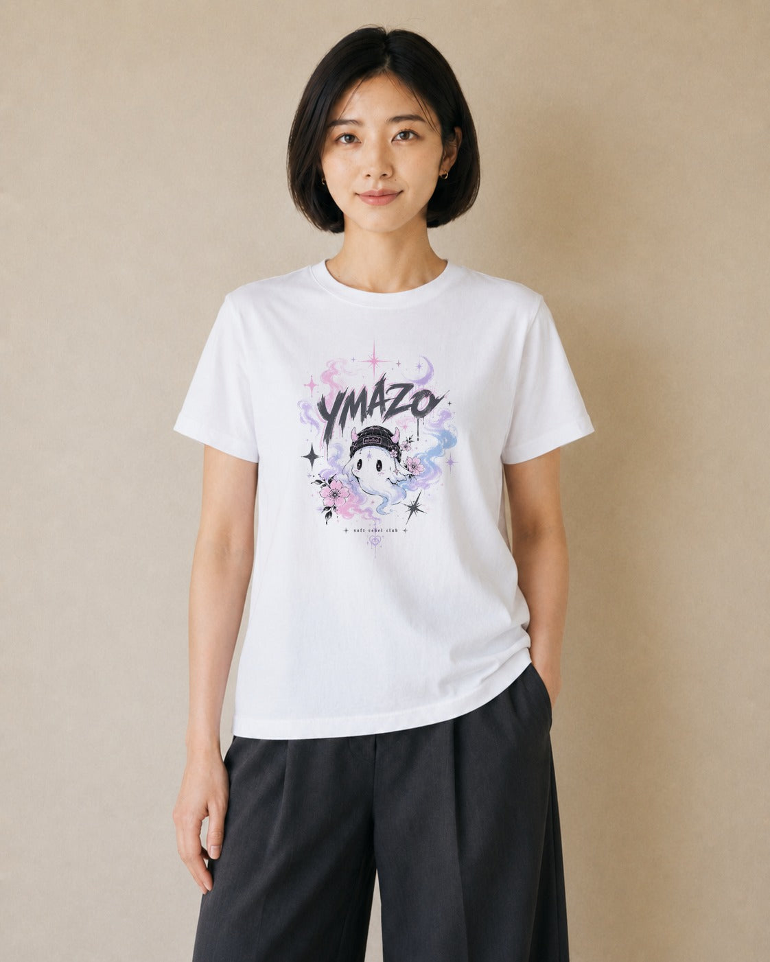 花の幻影｜水彩 半袖Tシャツ レディース（大きめプリント 20×25cm）