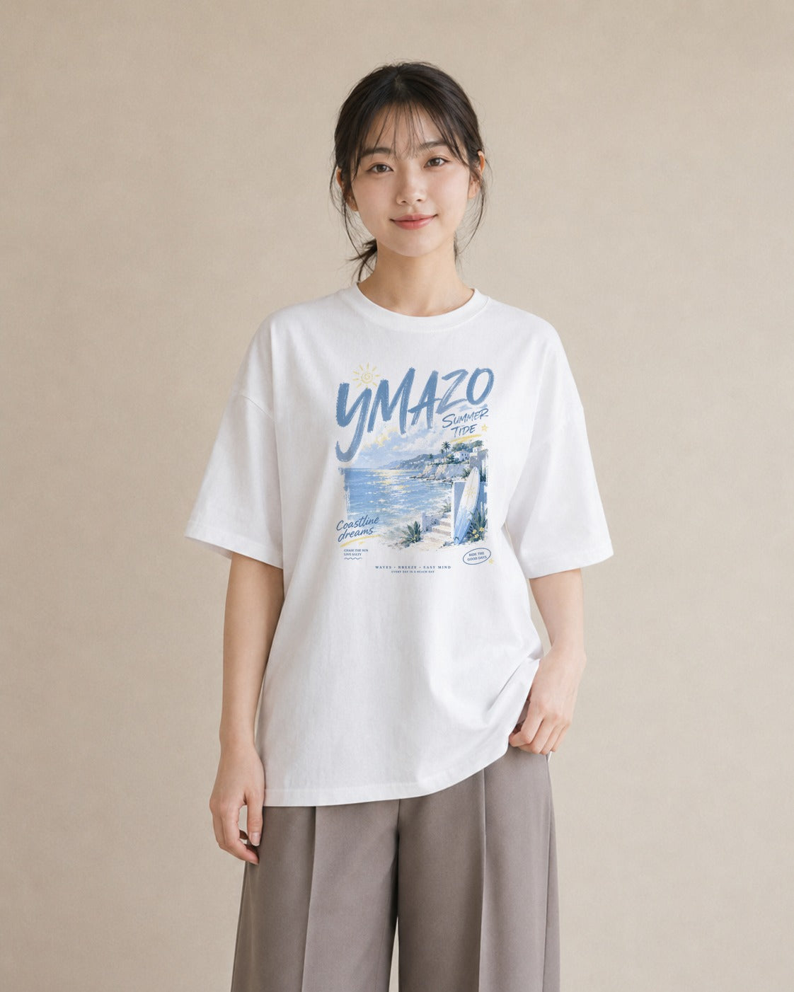 潮の夢｜水彩 半袖Tシャツ レディース（大きめプリント 20×25cm）