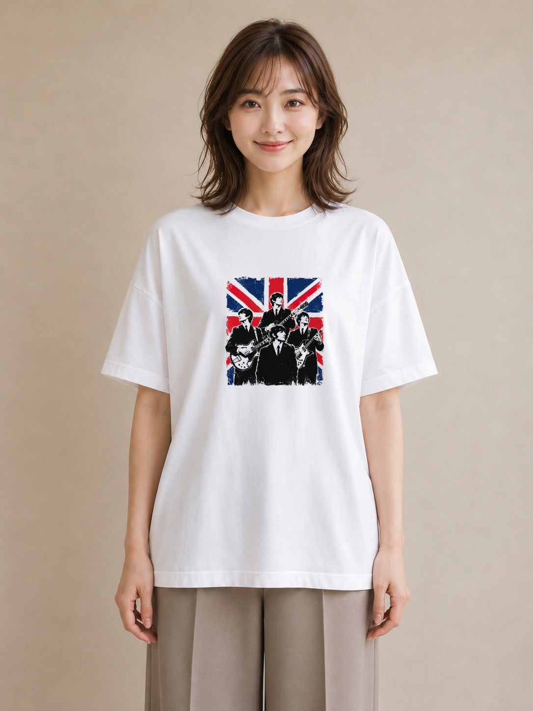【受注生産】YMAZO Tシャツ レディース 半袖 ビッグT イラスト アート デザイン 白T 綿100% ホワイト M L くすみカラー 大人可愛い 水彩 リンクコーデ デート プレゼント 父の日 2026新作｜YMAZO art（大きめ