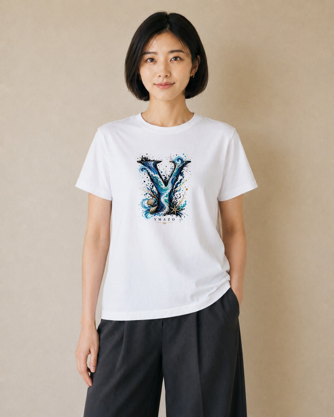 海のささやき｜水彩 半袖Tシャツ レディース（スタンダードプリント 15×20cm）