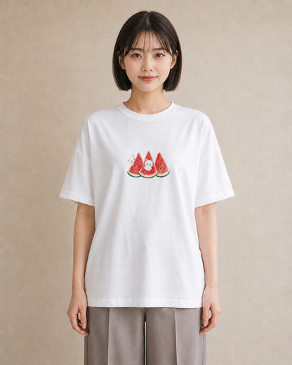 【受注生産】YMAZO Tシャツ レディース 半袖 オーバーサイズ 猫 ねこ ネコ キャット 猫柄 白T 綿100% ホワイト M L 韓国っぽい 水彩 ナチュラル お出かけ 推し活 2026新作 春夏 父の日｜どうぶつ日和（スタンダードプ